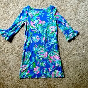 Lilly Pulitzer Blue and Pink Floral Kids Casual Dress
